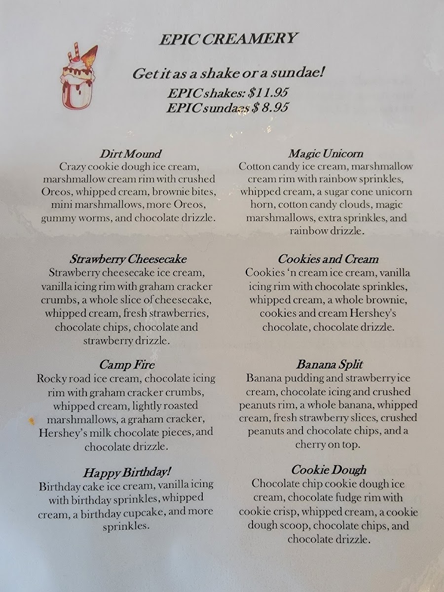 Epic Shakes & Creamery Photo Menu 1