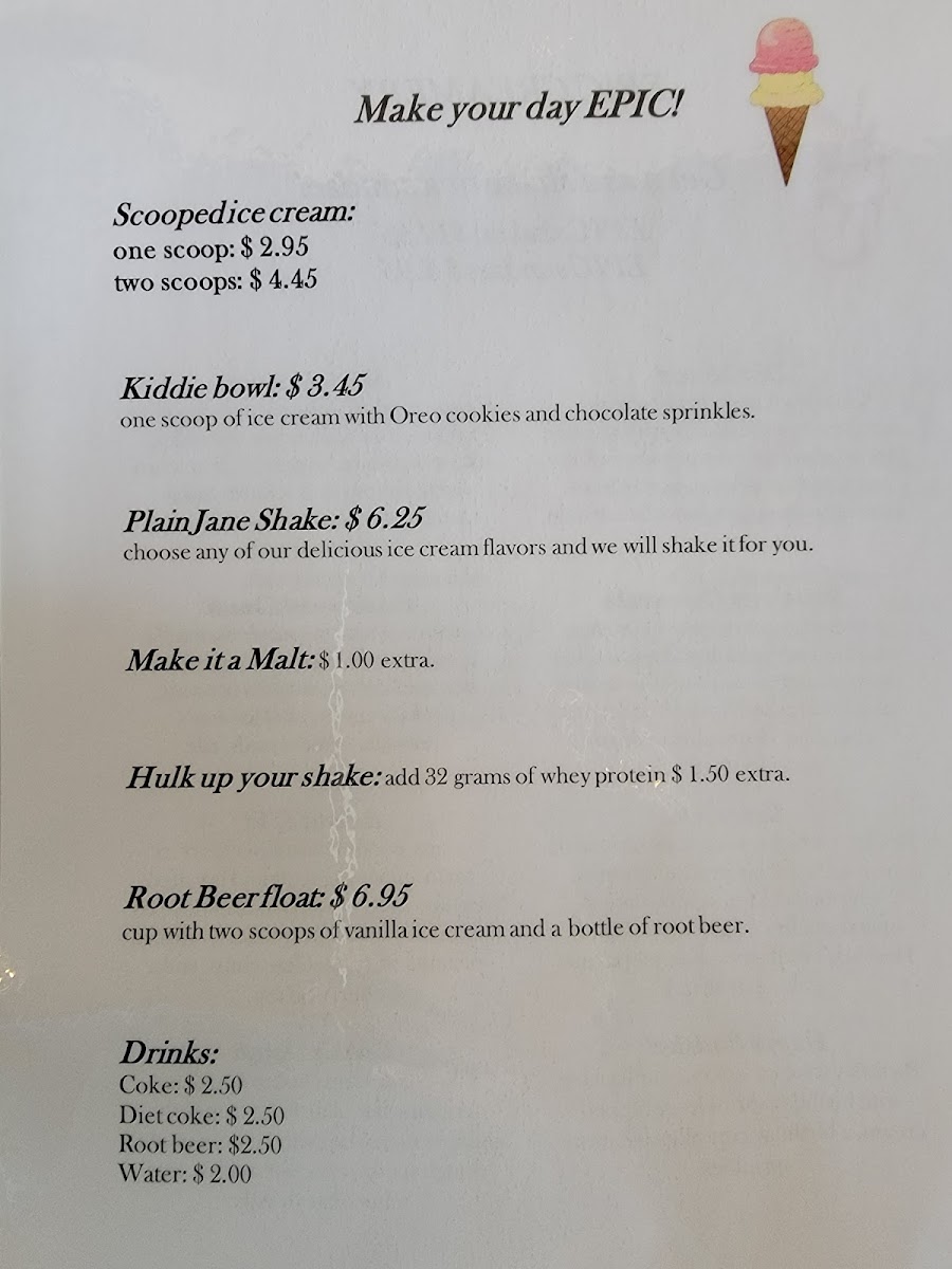 Epic Shakes & Creamery Photo Menu 2