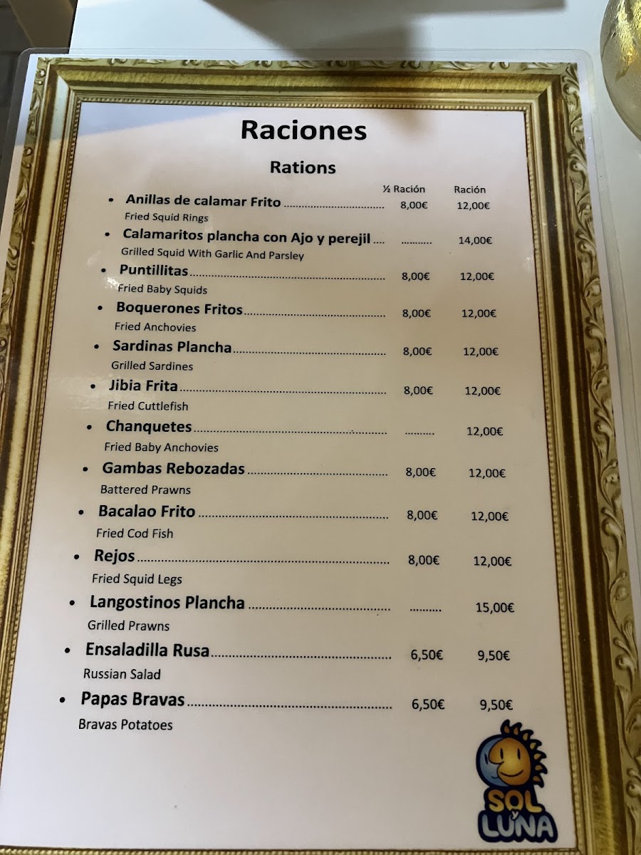 Bar Restaurante Sol Y Luna Photo Menu 1