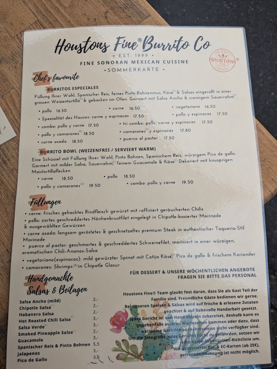 Houstons Fine Burrito Company Photo Menu 8