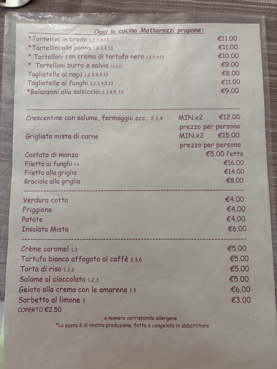 Locanda Trattoria Mattarozzi Photo Menu 1