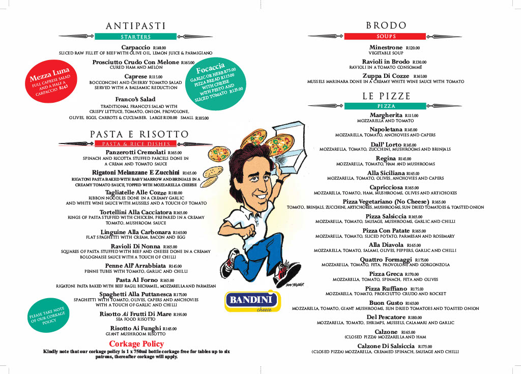 Franco's Pizzeria & Trattoria Photo Menu 1