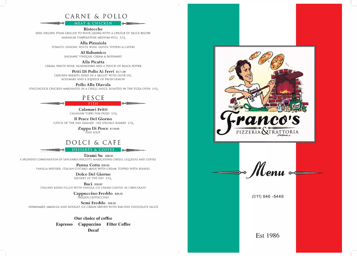 Franco's Pizzeria & Trattoria Photo Menu 5