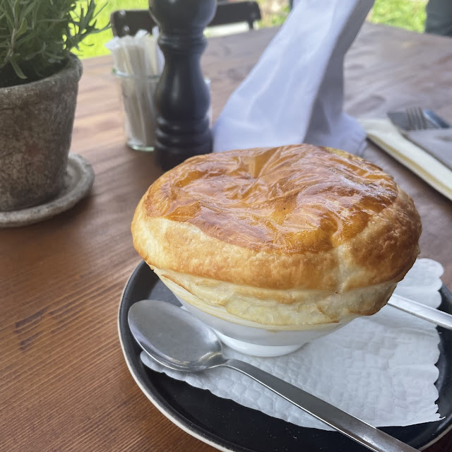 Mushroom Soup Covered with a Puff Pastry