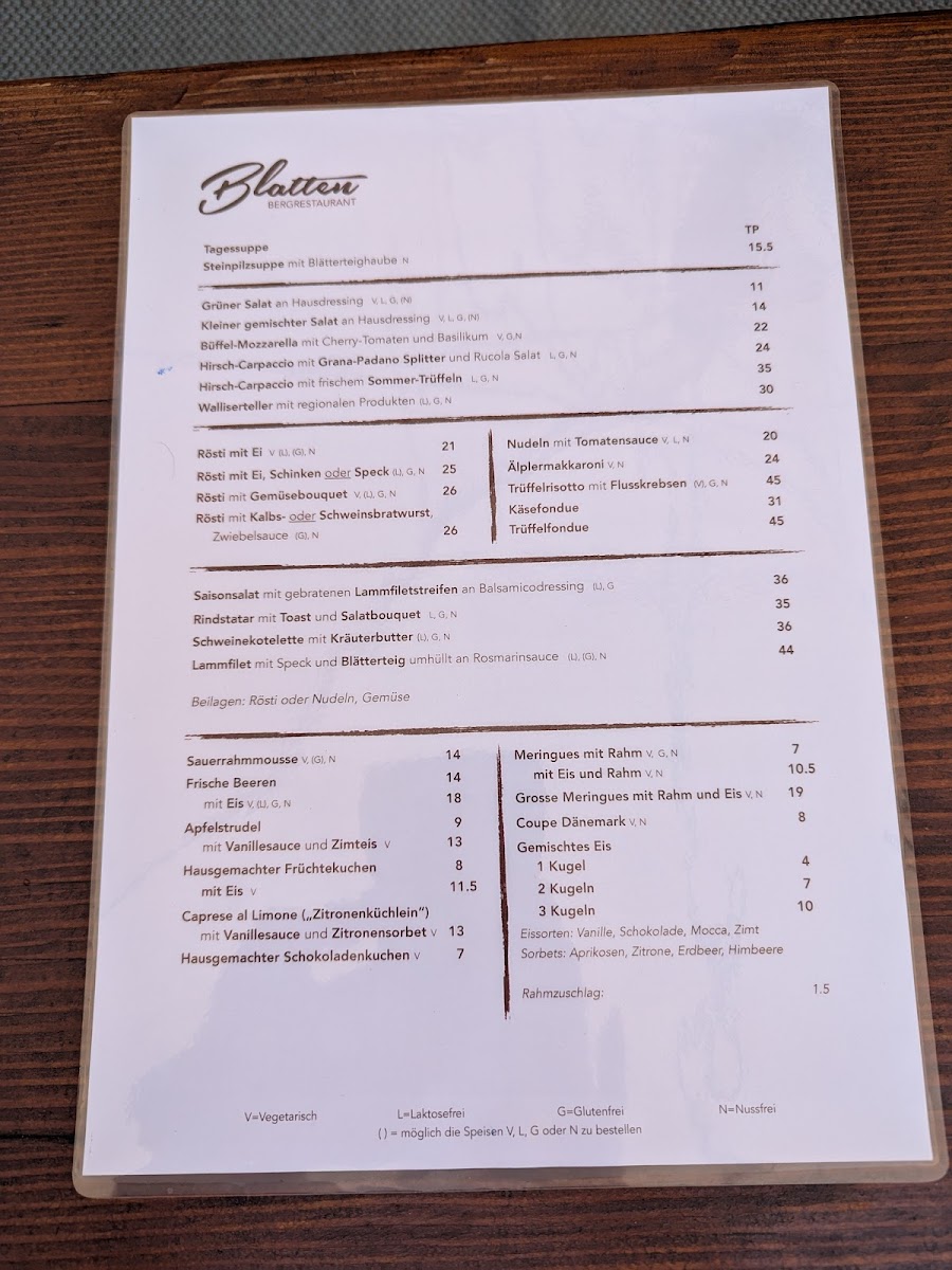 Bergrestaurant Blatten Photo Menu 1