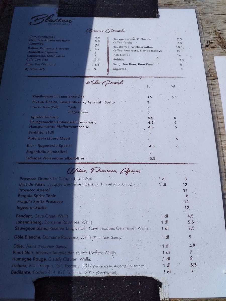 Bergrestaurant Blatten Photo Menu 4