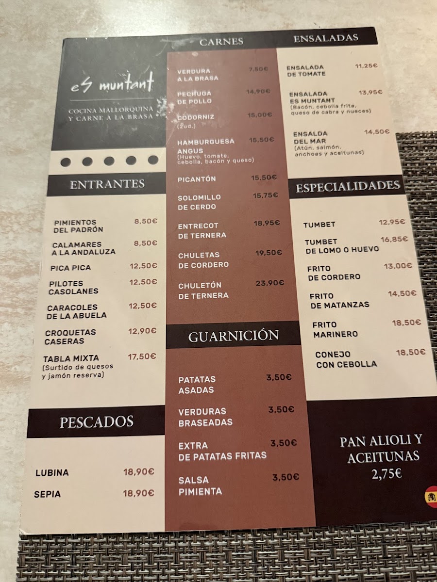 Restaurant es Muntant Photo Menu 2
