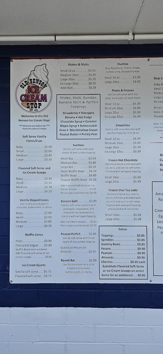 Old Benson Ice Cream Stop Photo Menu 10