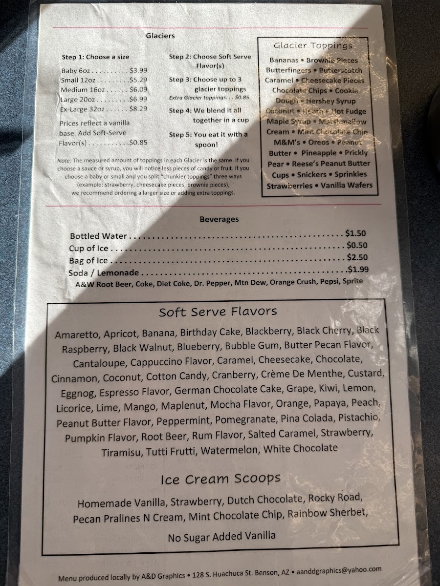 Old Benson Ice Cream Stop Photo Menu 7