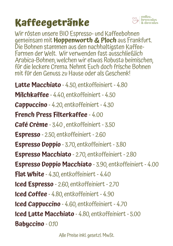 coffee, brownies & downies Oberursel Photo Menu 1