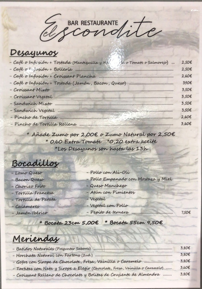 El escondite Photo Menu 1