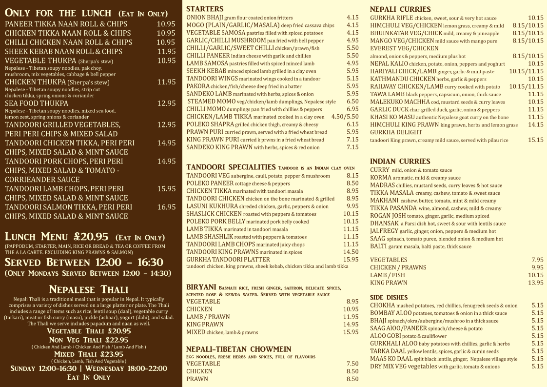 The Gurkha Photo Menu 1