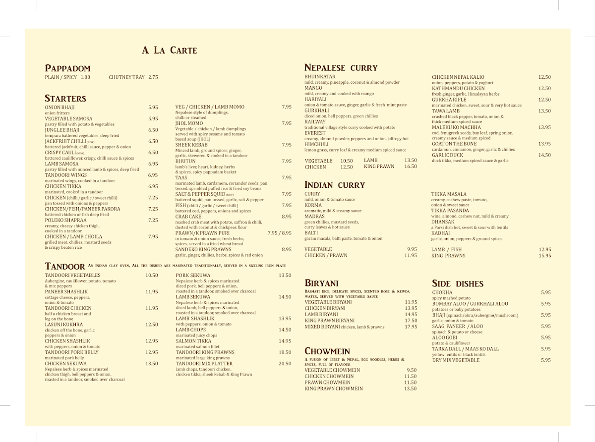 The Gurkha Photo Menu 2