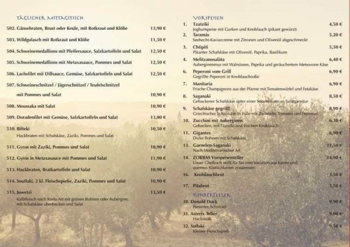 Gasthaus ZORBAS Zur Krone Photo Menu 3