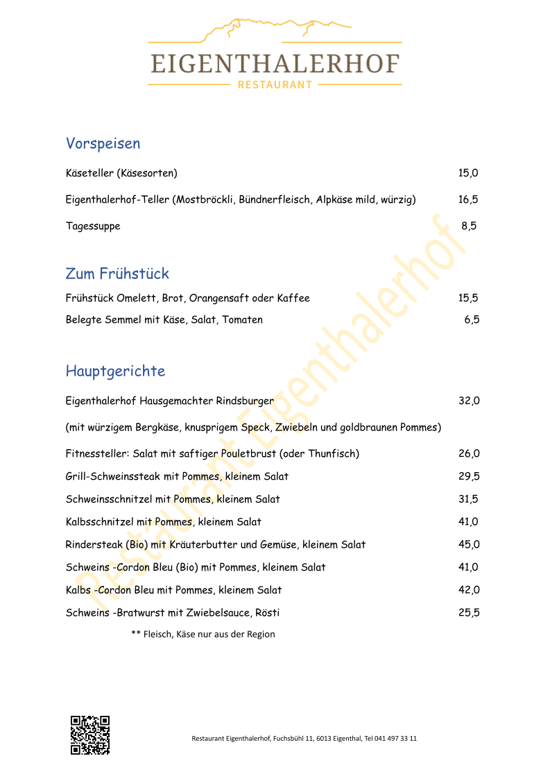 Restaurant Eigenthalerhof Photo Menu 1