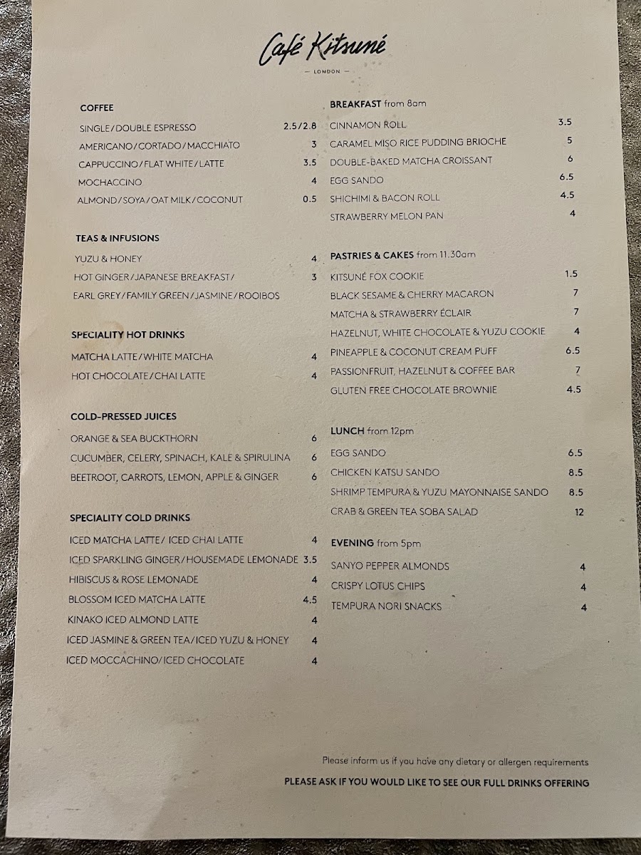 Café Kitsuné - Belgravia Photo Menu 3