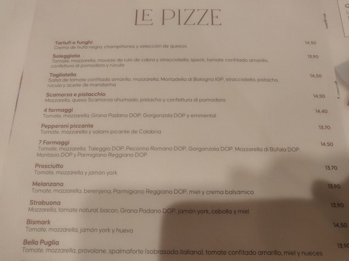 Restaurante La Tagliatella Photo Menu 1
