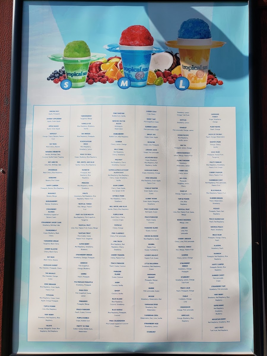 Calhoun’s Tropical Sno Photo Menu 2