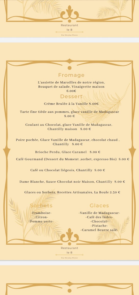 Le 8 - Les Restaurants Nicolas Pierre Photo Menu 7