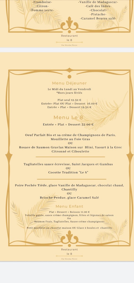 Le 8 - Les Restaurants Nicolas Pierre Photo Menu 8