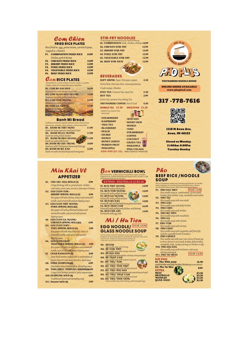 Pho Plus Photo Menu 1