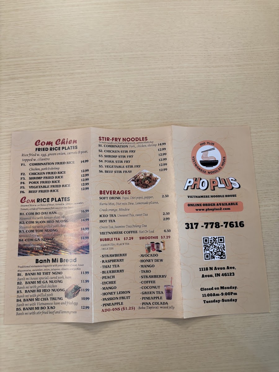 Pho Plus Photo Menu 2