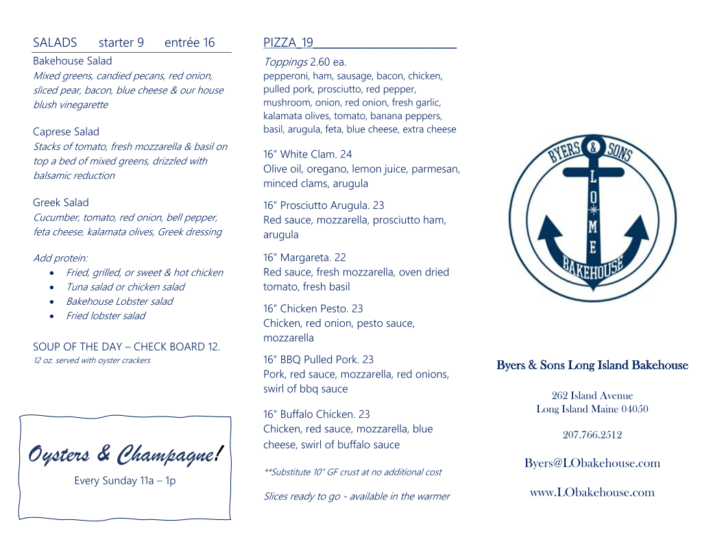 Byers & Sons Long Island Bakehouse Photo Menu 2