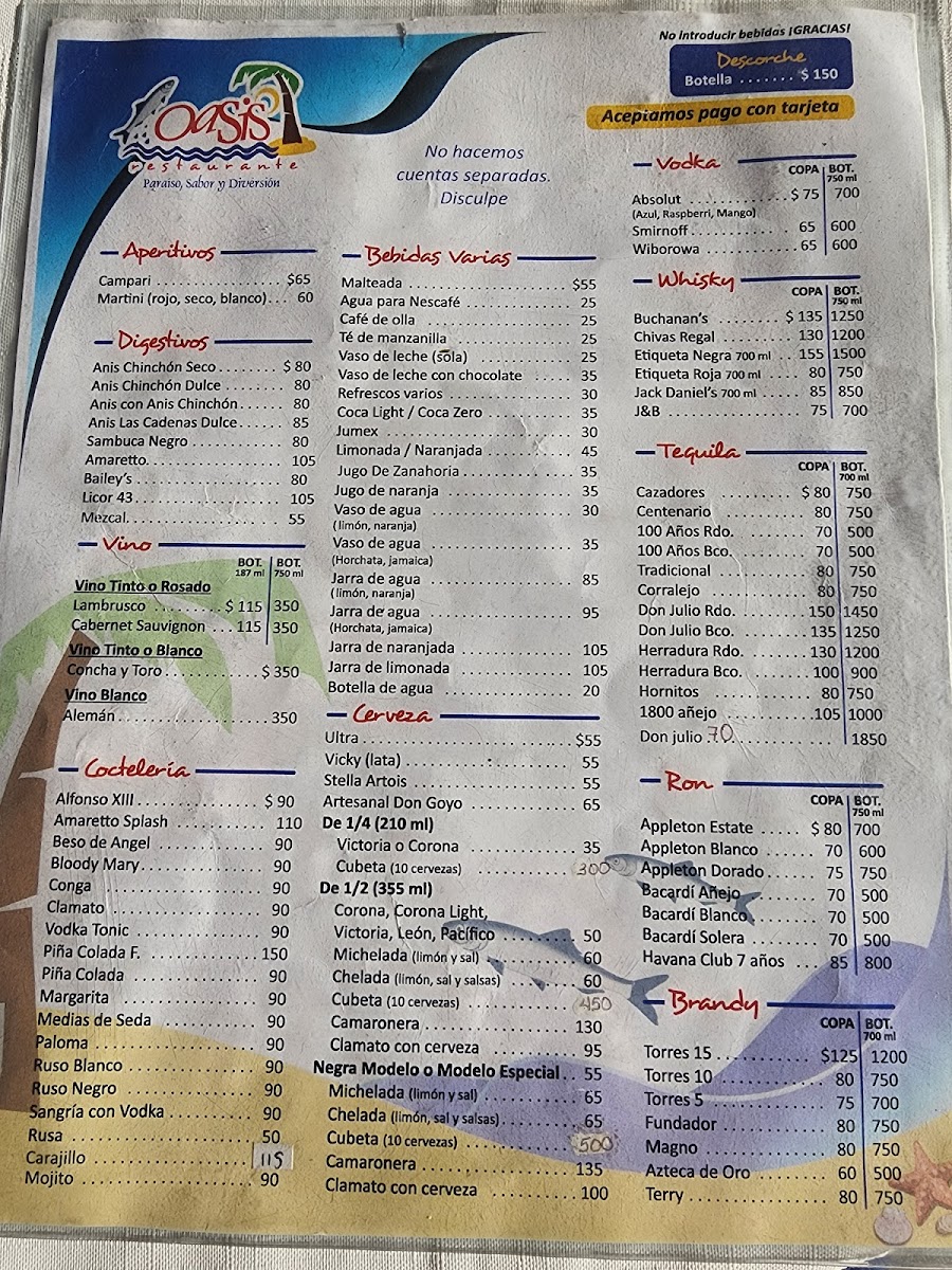 Oasis Restaurant Photo Menu 1