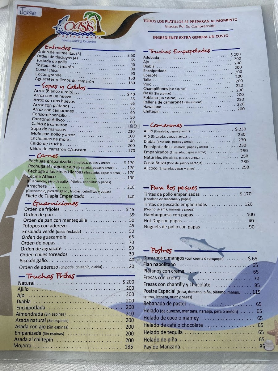 Oasis Restaurant Photo Menu 5