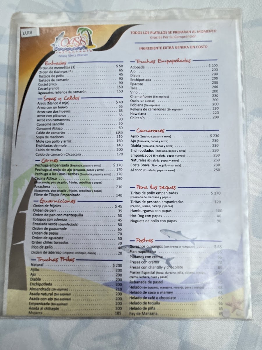 Oasis Restaurant Photo Menu 7