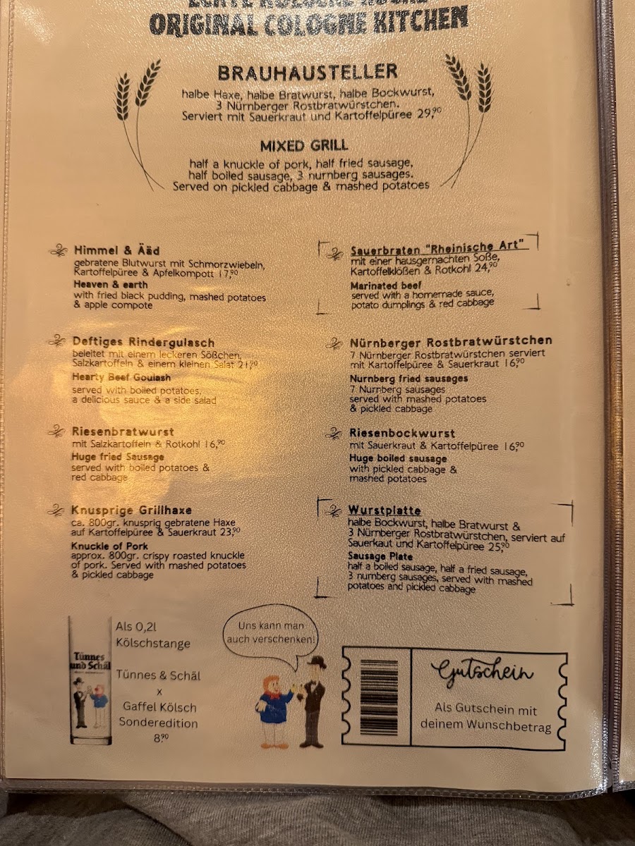 Tünnes und Schäl Kölsche Gastwirtschaft Photo Menu 10