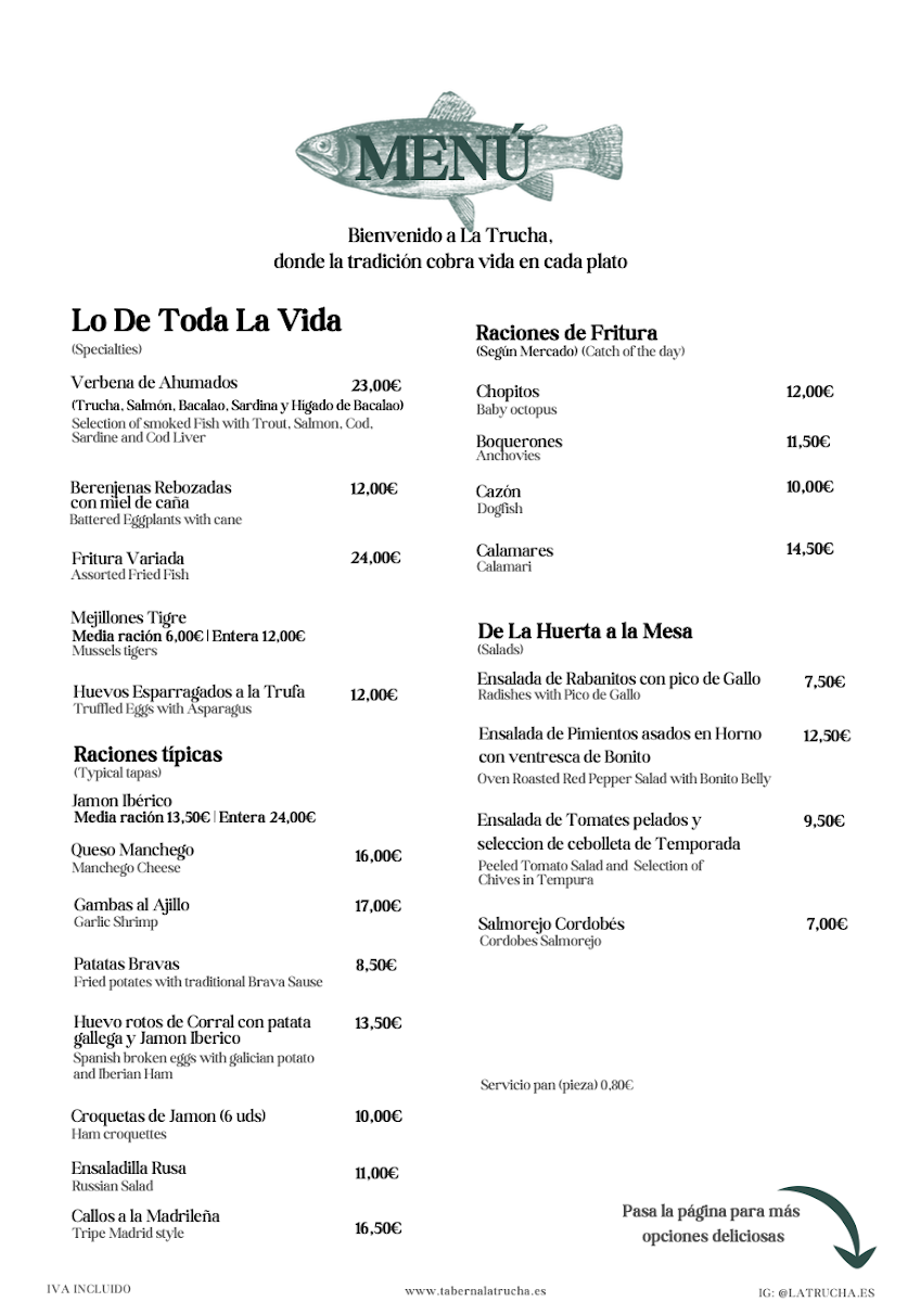 La Trucha Photo Menu 2