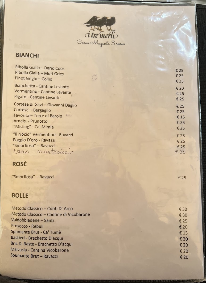 I Tre Merli Photo Menu 2