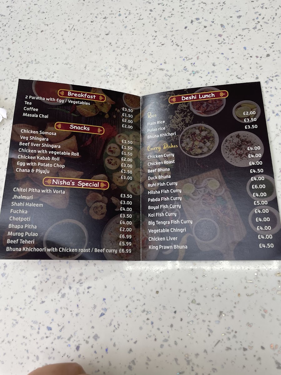 Nisha's Cafe Photo Menu 1