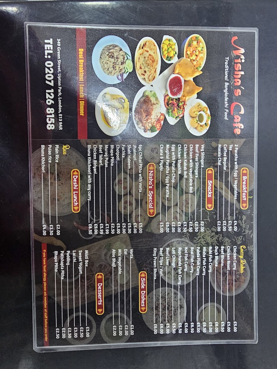 Nisha's Cafe Photo Menu 2