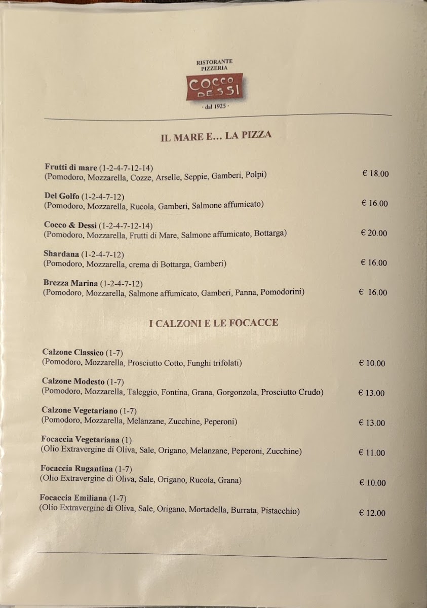 Ristorante Cocco & Dessì Restaurant Photo Menu 1