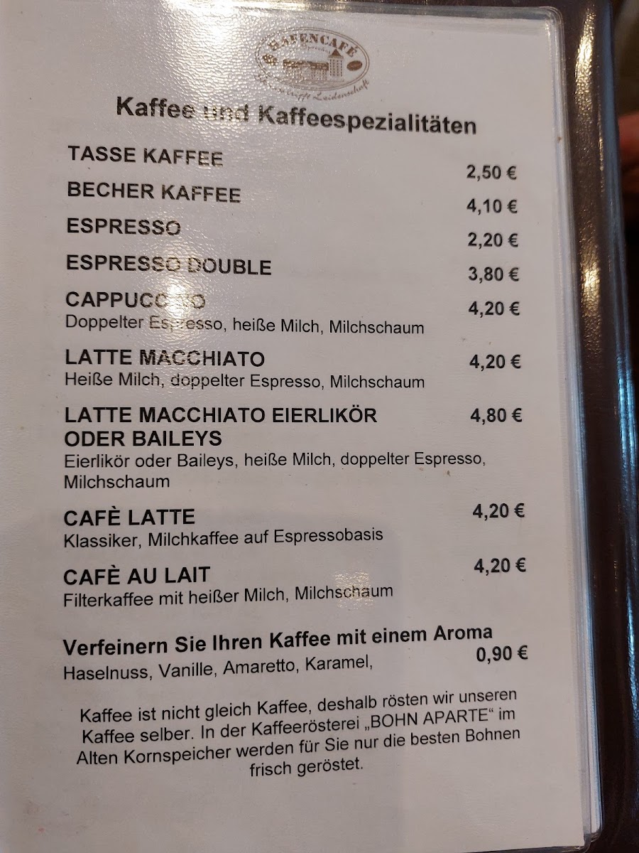 „Hafencafe im Speicher „ Photo Menu 1