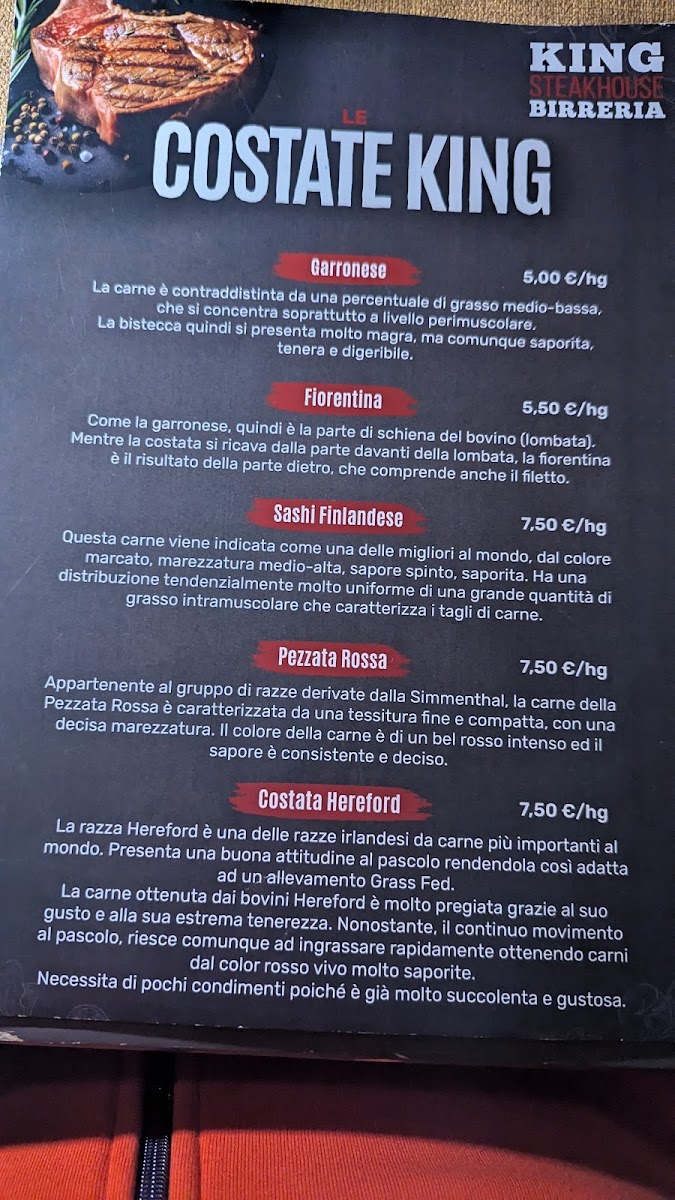 Birreria KING Steakhouse Pederobba Photo Menu 1