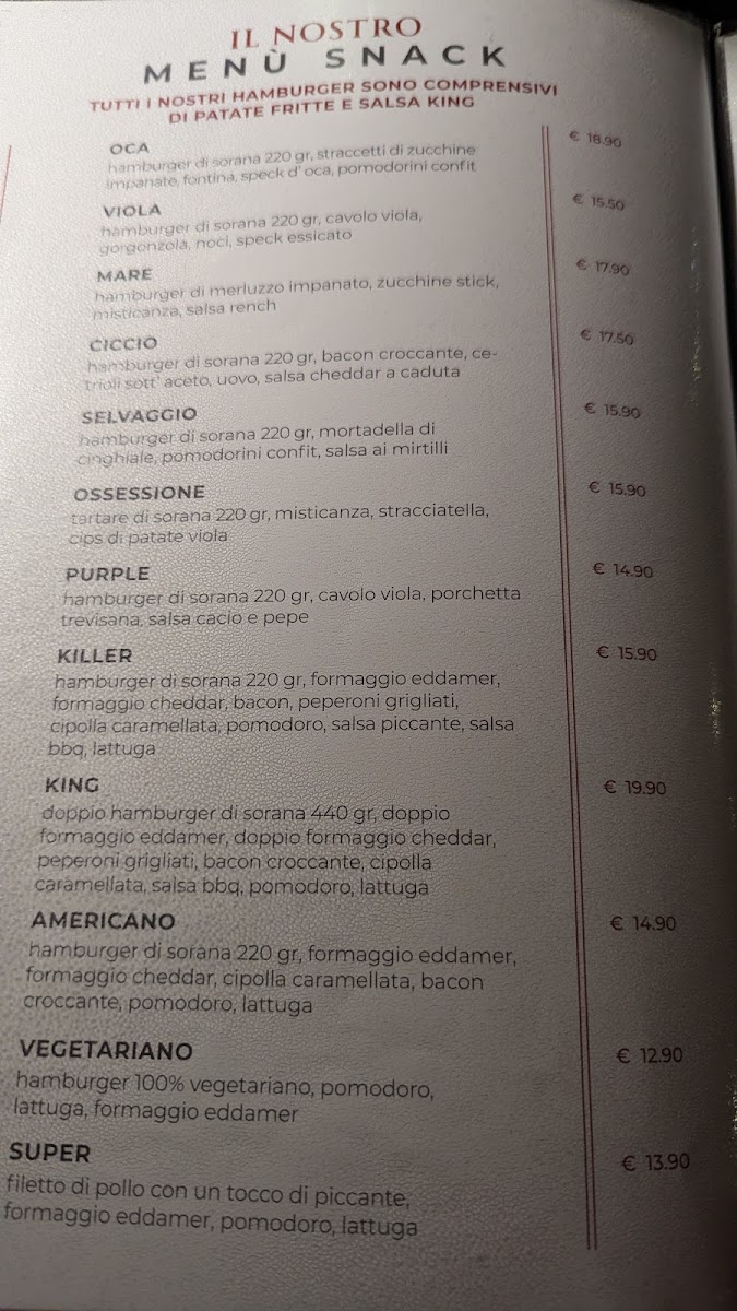 Birreria KING Steakhouse Pederobba Photo Menu 2