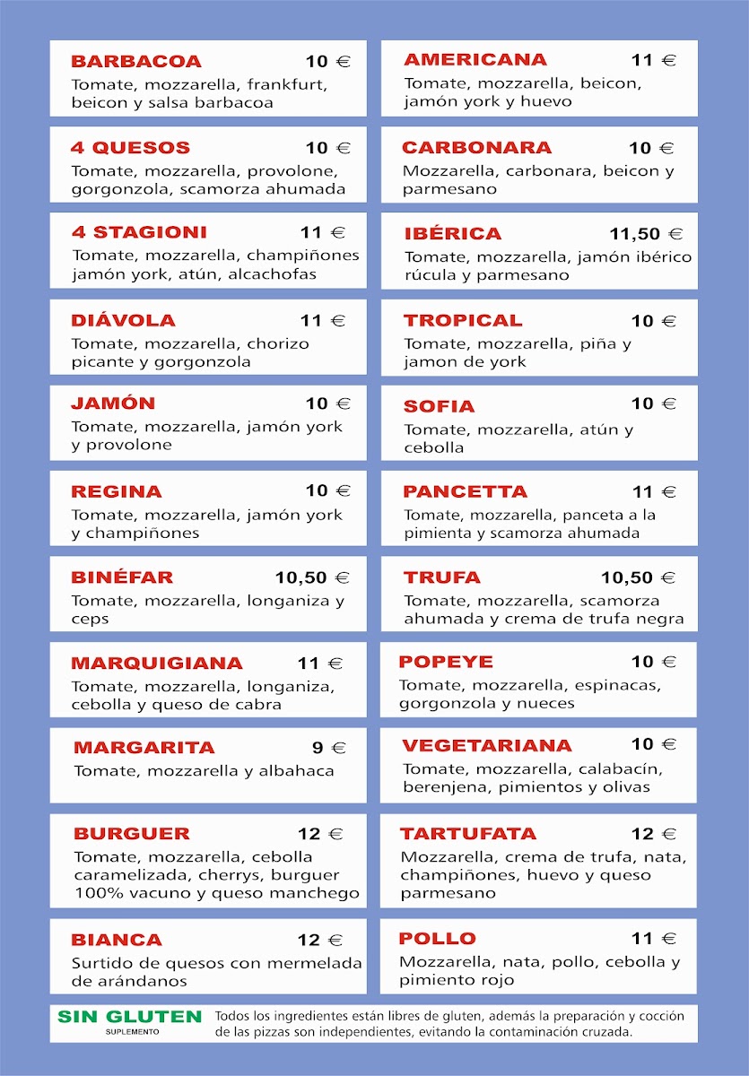 La Pizzería Tamarite Photo Menu 1