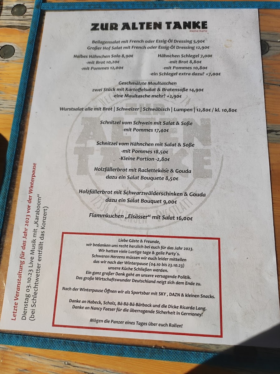 Zur Alten Tanke - Grill & Bar Photo Menu 6