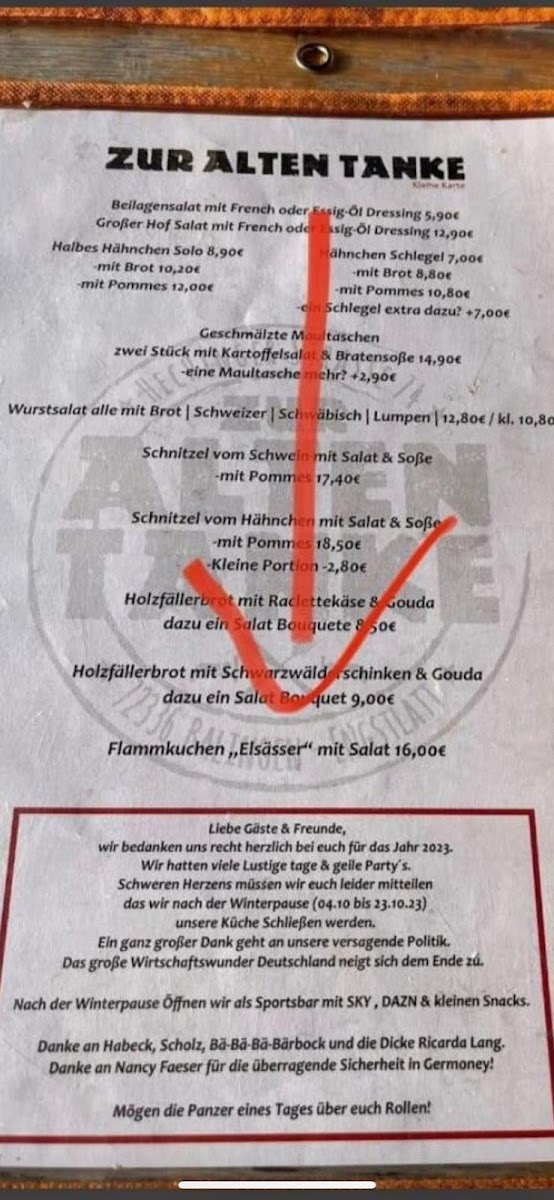 Zur Alten Tanke - Grill & Bar Photo Menu 9