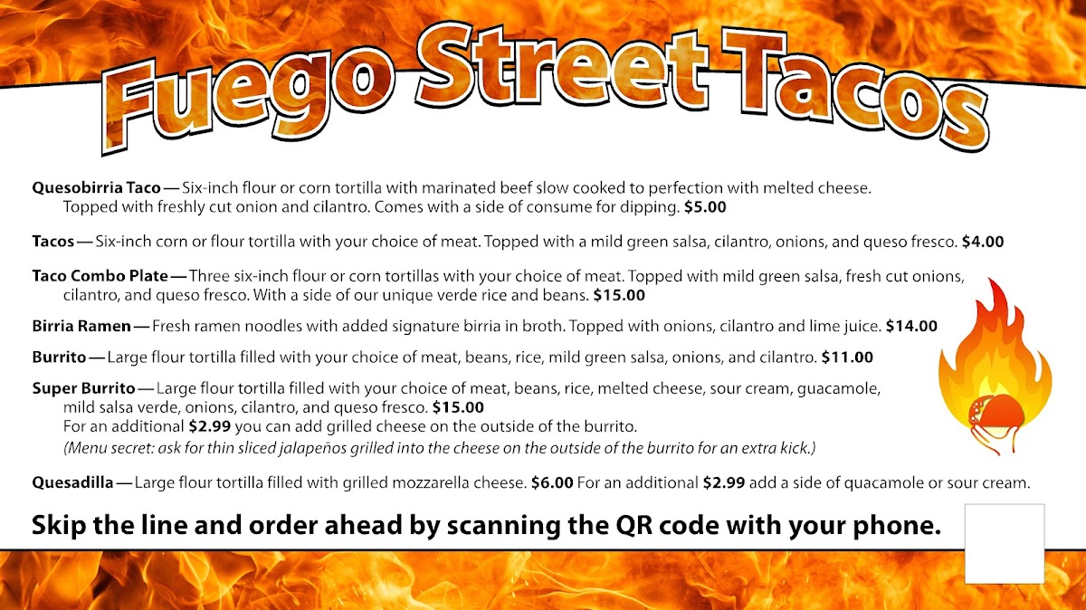 Fuego Street Tacos Photo Menu 1
