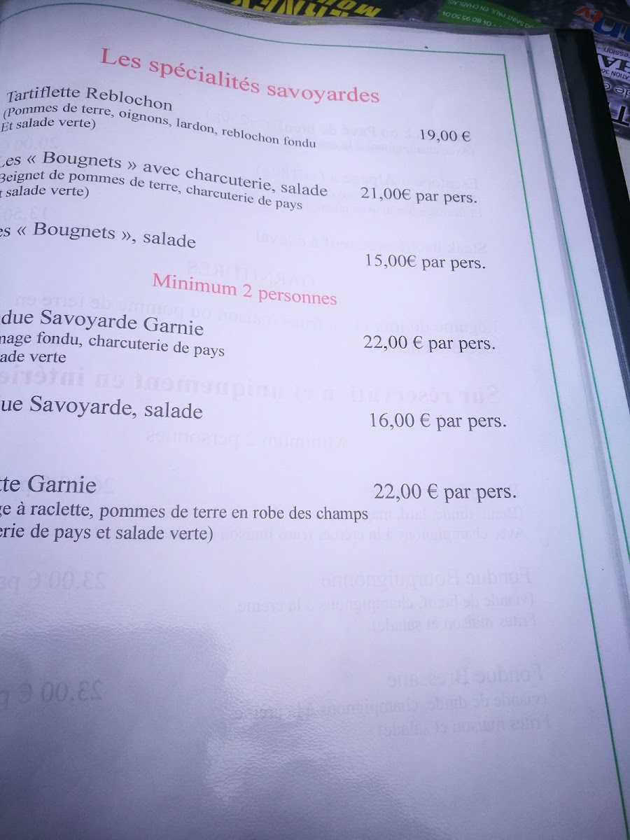 Restaurant L'Alpage Photo Menu 3