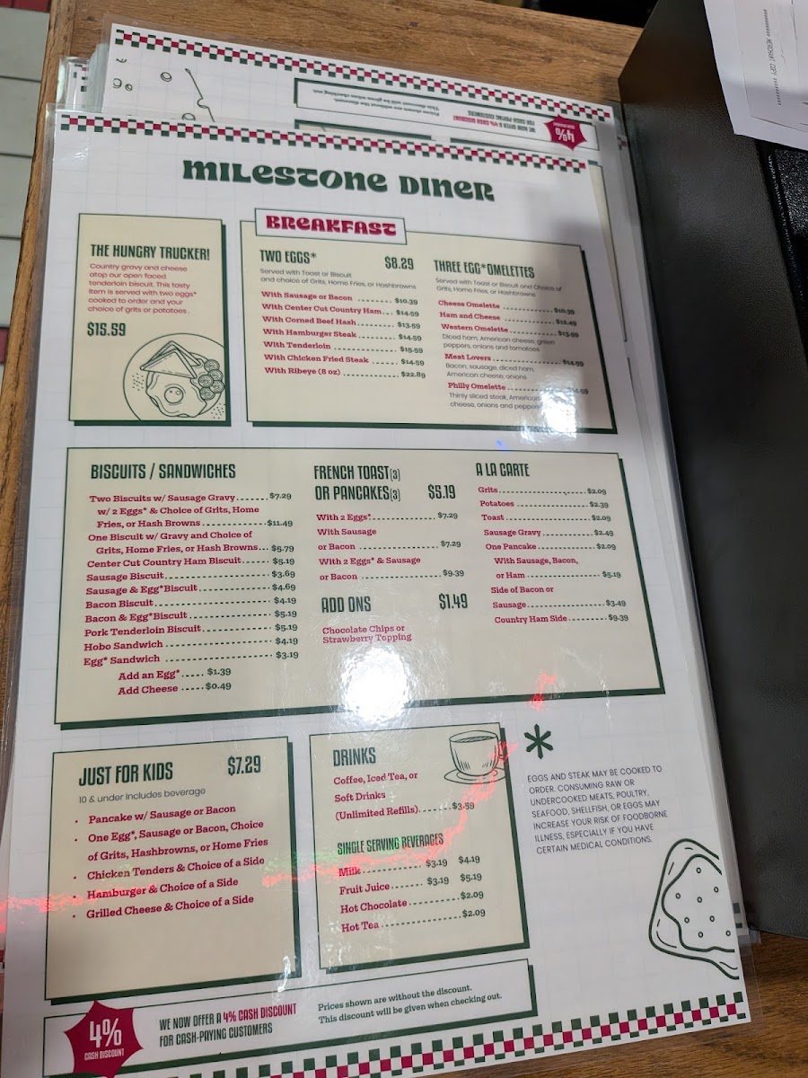Milestone Diner Photo Menu 1