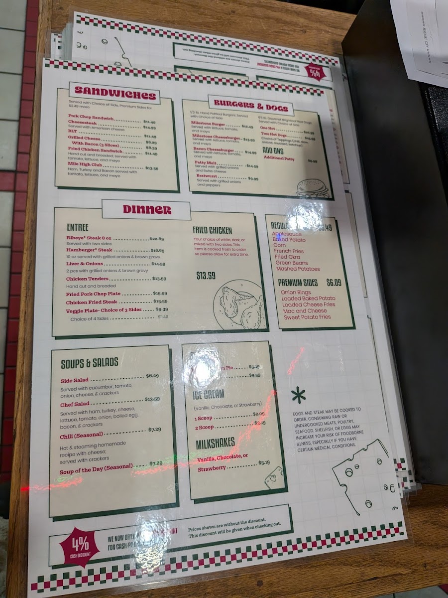 Milestone Diner Photo Menu 2