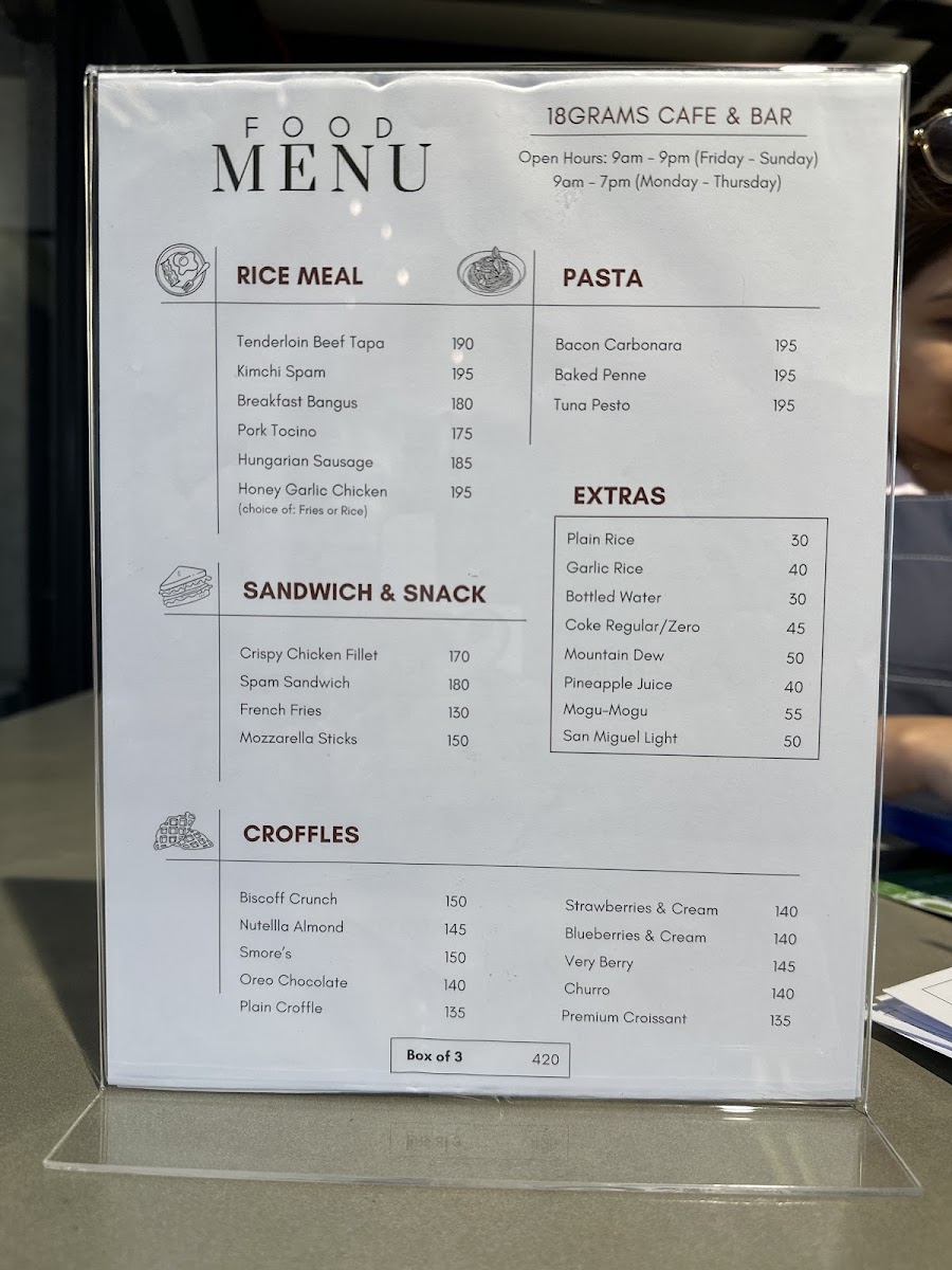 18 Grams Cafe Photo Menu 1
