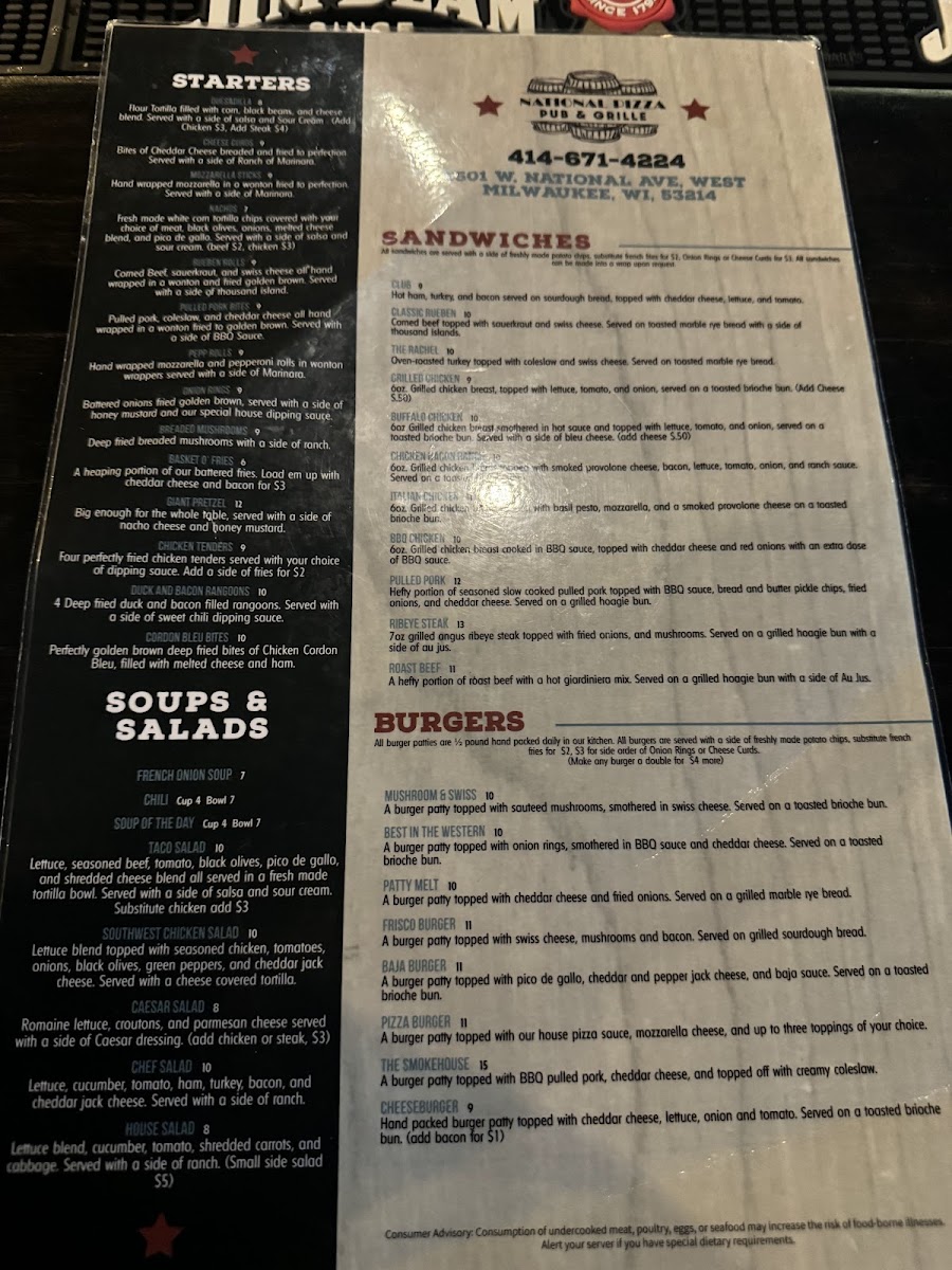 National Pizza Pub and Grille Photo Menu 1