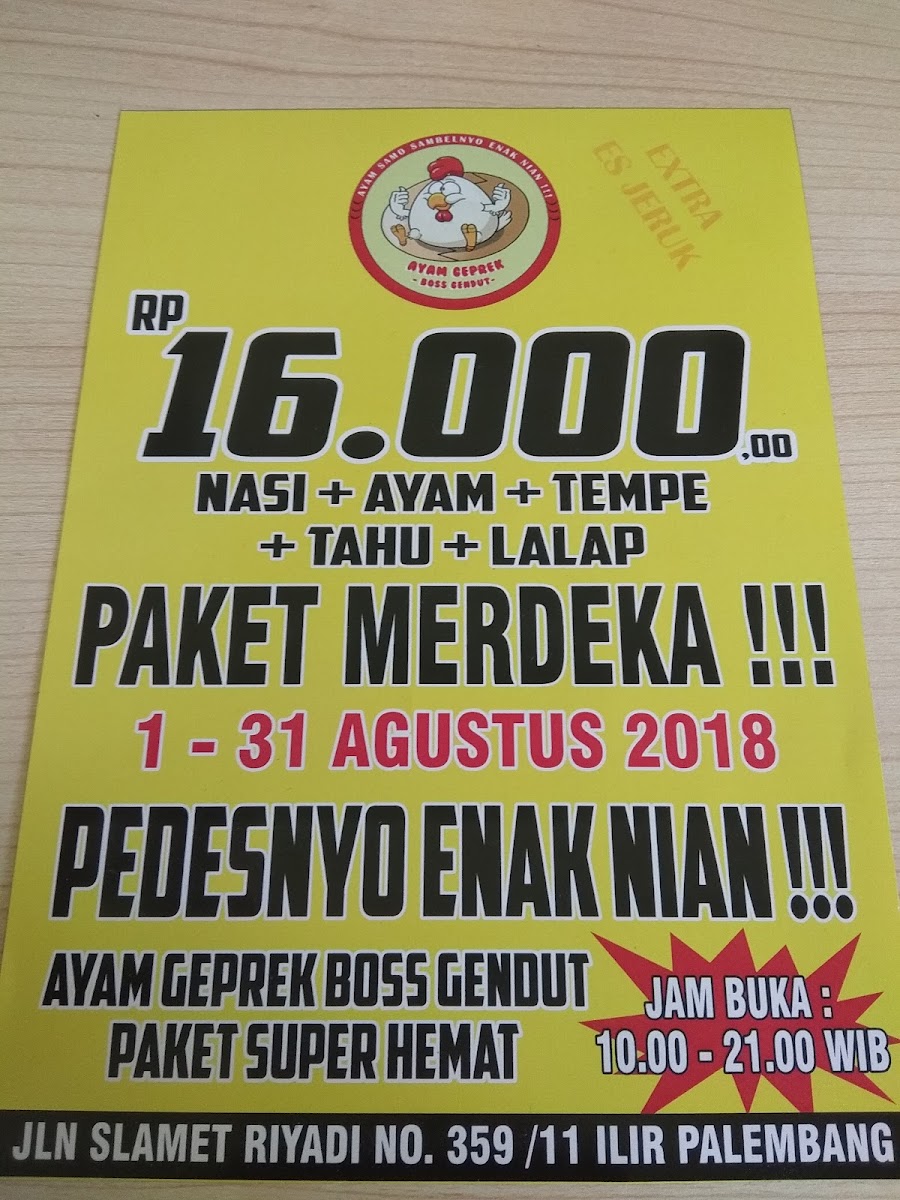 Ayam Geprek Boss Gendut Photo Menu 2