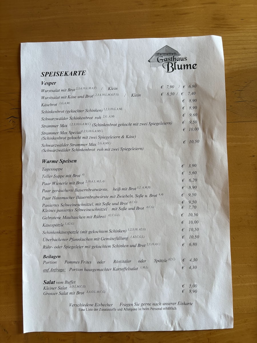 Gasthaus Blume Photo Menu 3